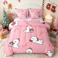 thumbnail image 1 of Manfei Bear Queen Bedding 7 Pieces Holiday Bedding Comforter Set Queen, Purple Pink, Pink Reversible, 1 of 6