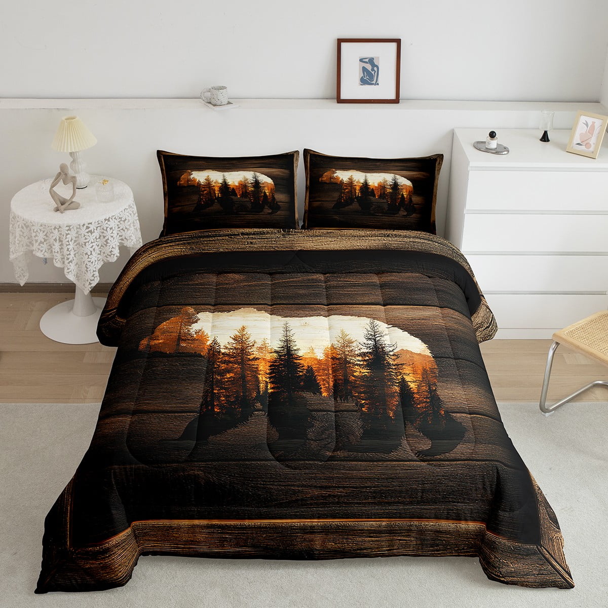 Ice Skater Silhouette Comforter Set - 3 Piece Lightweight Microfiber Bedding With Zipper