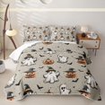 thumbnail image 1 of Erosebridal Beige Cartoon Ghost Bed Spread Queen for Boys Girls, Halloween Pumpkin Queen Coverlet Set, 3 Pieces, 1 of 7