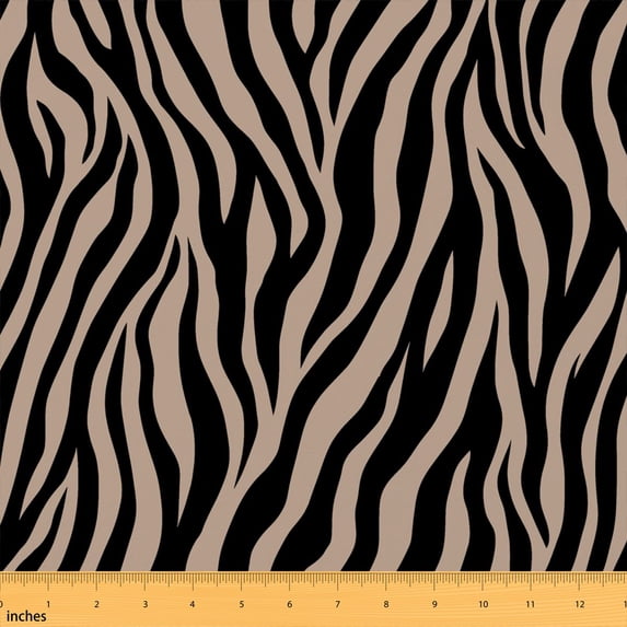 Erosebridal Beige Zebra Stripe Fabric by the Yard 5 Yards, Animal Print Pattern Fabric for Sewing