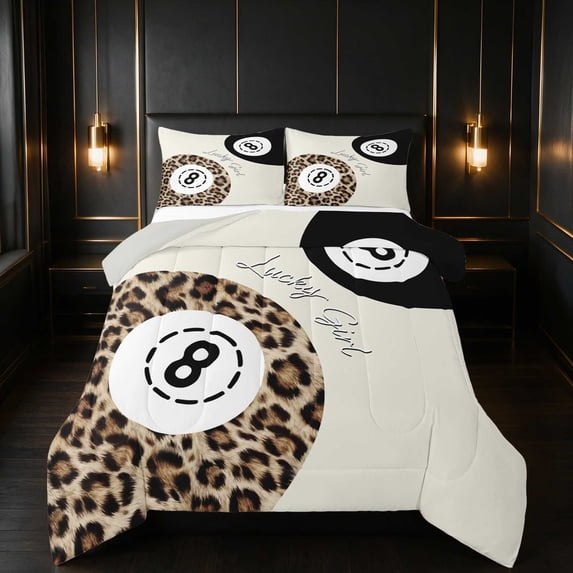 Erosebridal Billiard King Size Comforter Sets Cream Comforters King Size, Cream Solid, Gray Reversible 3pcs 1 Comforter and 2 Pillowcases