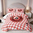 thumbnail image 1 of Erosebridal Billiard Quilt King Casino King Coverlet Set, Crimson Checkered 3pcs 1 Bedspread and 2 Pillowcases, 1 of 7