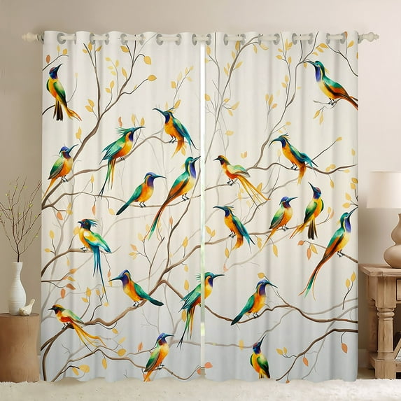 Erosebridal Bird Kingfisher Curtains for Living Room (42x90), Wild Animal 30%-50% Blackout Curtains Set of 2, Luxurious