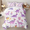 thumbnail image 1 of Erosebridal Birthday Dino Print Quilt King,Purple Party Dinosaur Gift King Coverlet Set For Boys,3-Piece, 1 of 7
