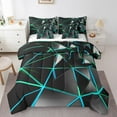 thumbnail image 1 of Erosebridal Black Blue Bedding Sets Queen Size, Modern Geometric Comforter Sets with Sheets, Contemporary Bedroom Decor Microfiber 7 Pieces, 1 of 4