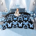 thumbnail image 1 of Erosebridal Black Blue Duvet Cover Set for Girls, Butterfly Bow-Tie Bedding Full, Black Reversible, 1 Duvet Cover and 2 Pillowcases (No Comforter), 1 of 5