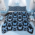 thumbnail image 1 of Erosebridal Black Blue Full Size Comforter Sets for Girls, Butterfly Bow-Tie Bedding Sets, Black Reversible, 1 Comforter and 2 Pillowcases, 1 of 6