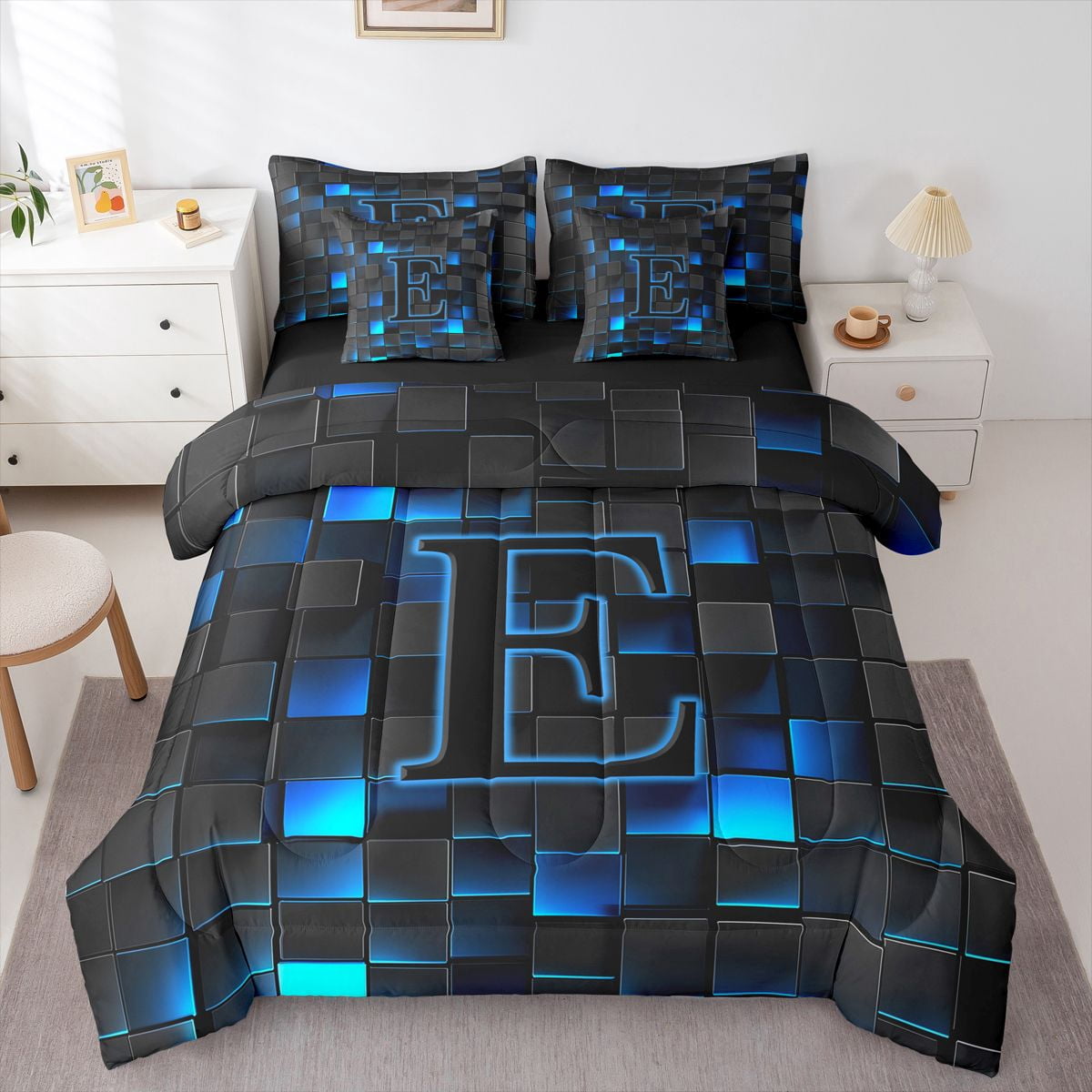 Black And Blue Comforter Set