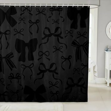 Erosebridal Black Bow Shower Curtain 72x72,Bowknot Bow Tie Bath Curtain,Bathroom Decor