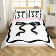 thumbnail image 1 of Erosebridal Black Bowknot Comforter Cover, Stripes Ribbon Duvet Cover, Princess Room Decor, Reversible 2pcs（No Comforter）, 1 of 7