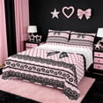 thumbnail image 1 of Erosebridal Black Bowtie Full Size Sheets,Retro Floral Abstract Geometric Dots Bed Sheets For Kids Girls 4pcs, 1 of 6