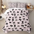 thumbnail image 1 of Erosebridal Black Bowtie Kids Quilt Full,Cute Polka Dots Kawaii Stars Full Bedspread Sets For Girls,3 Pieces, 1 of 7