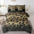 thumbnail image 1 of Erosebridal Black Brown Cheetah Print Bedding Twin Size, Blings Print Comforter Sets with Sheets, Reversible 7pcs, 1 of 5