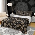 thumbnail image 1 of Erosebridal Black Brown Full Size Sheets, Hippie Aztec Moon Stars Bed Sheets, 4pcs 1 Flat Sheet, 1 Fitted Sheet and 2 Pillowcases, 1 of 5