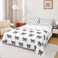 thumbnail image 1 of Erosebridal Black Buffalo Bow Queen Sheet Sets for Girls, Vintage Ribbon Bed Set for Women, 4 Pieces, 1 of 6