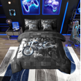thumbnail image 1 of Erosebridal Black Dirt Bike Bedding Sets King Size,Geometric Plaid Bed in a Bag King size,Extreme Sports Bedding King Size,Microfiber Buffalo Room Decor,Reversible,7-Piece, 1 of 6
