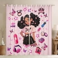 thumbnail image 1 of Erosebridal Black Girls Black Out Curtains,Butterflies Print Pink Stars 3D Princess Crown Curtains Pack of 2 (42x63 Each) For Kids, 1 of 7