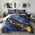 thumbnail image 1 of Erosebridal Black Gold Blue Bed Spread Queen, Modern Marble Queen Coverlet Set, 3pcs 1 Quilt and 2 Pillowcases, 1 of 7