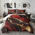 thumbnail image 1 of Erosebridal Black Gold Red Twin Quilt Set, Abstract Marble Twin Coverlet Set, 2pcs 1 Bedspread and 1 Pillowcase, 1 of 7