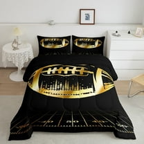 Erosebridal Black and Gold Soccer Bedding Sets Twin Football Comforter Bedroom Sport Quilted Duvet Ball Gamer Bedding Comforter Sets for Teen Men Ultra Soft All-Season Quilt Set 2pcs