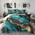 thumbnail image 1 of Erosebridal Black Gold Teal Quilt King, Aesthetic Marble King Coverlet Set, 3-Piece 1 Bedspread and 2 Pillowcases, 1 of 7