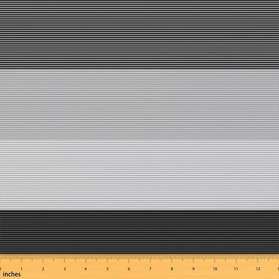 Erosebridal Black Gray Wide Band Stripe Fabric by the Yard 1 Yard, White Fine Line Pattern Home Decor Fabric by the Yard