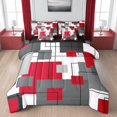 thumbnail image 1 of Erosebridal Black Grey Red Comforter Set 7 Piece Twin Geometry Square Bed In A Bag With Sheets Adults Modern Abstract Geometric Stripes Bedding Set Black Line Bed Set White, 1 of 5