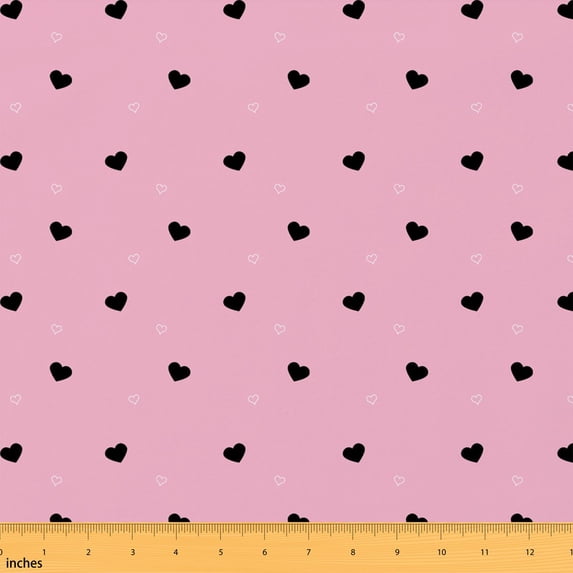 Erosebridal Black Heart Fabric by the Yard 1 Yard, Pink Hollow Love Pattern Home Decor Fabric by the Yard
