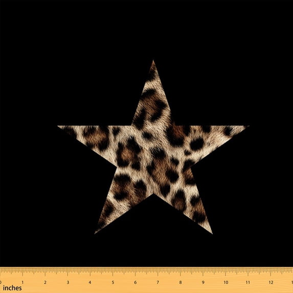 Erosebridal Black Leopard Star Fabric by the Yard 1 Yard, Animal Print Home Decor Fabric by the Yard