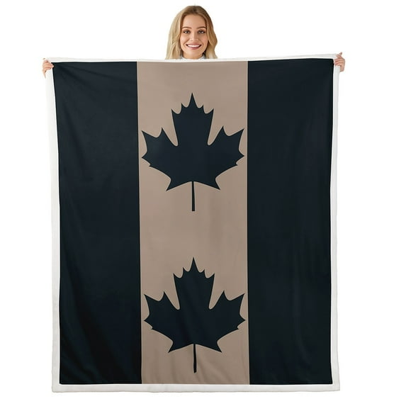 Erosebridal Black Maple Leaf Sherpa Blanket 50x60,Canadian Flag Fuzzy Blanket Throw,Vintage Bedroom Decor,Super Cozy