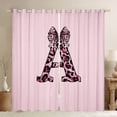 thumbnail image 1 of Erosebridal Black Pink Leopard Print Bow Knot Girl Black Out Curtains,Personalized Initial A Curtains Pack of 2 (42x63 Each) For Teens, 1 of 6