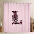 thumbnail image 1 of Erosebridal Black Pink Leopard Print Bow Knot Girl Blackout Curtains Set of 2 (52x84 Each),Personalized Initial L Window Curtains For Teens, 1 of 6