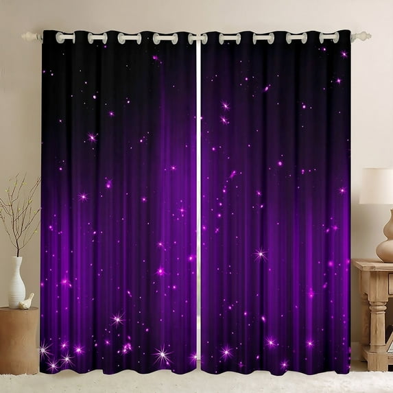 Erosebridal Black and Purple Curtains Women Ombre Glitter Window Curtains for Bedroom Living Room,Abstract Striped Curtains & Drapes 2 Panels 42"Wx63"L