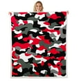 thumbnail image 1 of Erosebridal Black Red Camo Fleece Blanket, Retro Army Camouflage Sherpa Throw, Military Decor, 60x80, 1 of 7