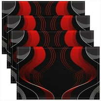 Erosebridal Black Red Placemats Set of 4, Geometric Stripe Table Mats for Dining Table Set of 4, Stylish Place Mats for in Door Dinning, Kitchen Decor