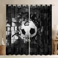 thumbnail image 1 of Erosebridal Black Soccer Curtains for Living Room (42Wx84L),Geometric Plaid Curtains and Drapes (42Wx84L),Sport Gamer Curtains Pack of 2,Buffalo Room Decor, 1 of 6