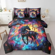 Erosebridal Cute Unicorn Bedding Sets Twin Size,Balloon Rainbow Comforter Sets with Sheets,Magic Horse Bedroom Decor,Reversible,Breathable,7-Piece