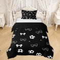 thumbnail image 1 of Erosebridal Black White Bow Football Twin Bedding for Girls, Princess Bow Duvet Cover Set, Black Reversible, 1 Duvet Cover and 1 Pillowcase (No Comforter), 1 of 6