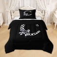 thumbnail image 1 of Erosebridal Black White Bow Letter C Twin Comforter Sets for Girls, Grid Ribbon Letter Bedding Set, Black Reversible, 2-Piece, 1 of 6