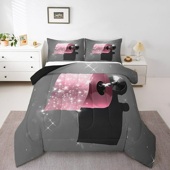 Erosebridal Bling Roll Paper Bedding Twin Comforter Set,Glitter Stars Down Comforter,Modern Fashion Bedding Sets Twin With Comforter,Lightweight Princess Bedroom Decoration,Reversible,2-Piece