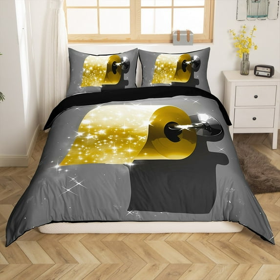 Erosebridal Bling Roll Paper Duvet Cover Full,Glitter Stars Comforter Cover Full,Modern Fashion Duvet Cover Full,Lightweight Princess Bedroom Decoration,Reversible,3-Piece(No Comforter)
