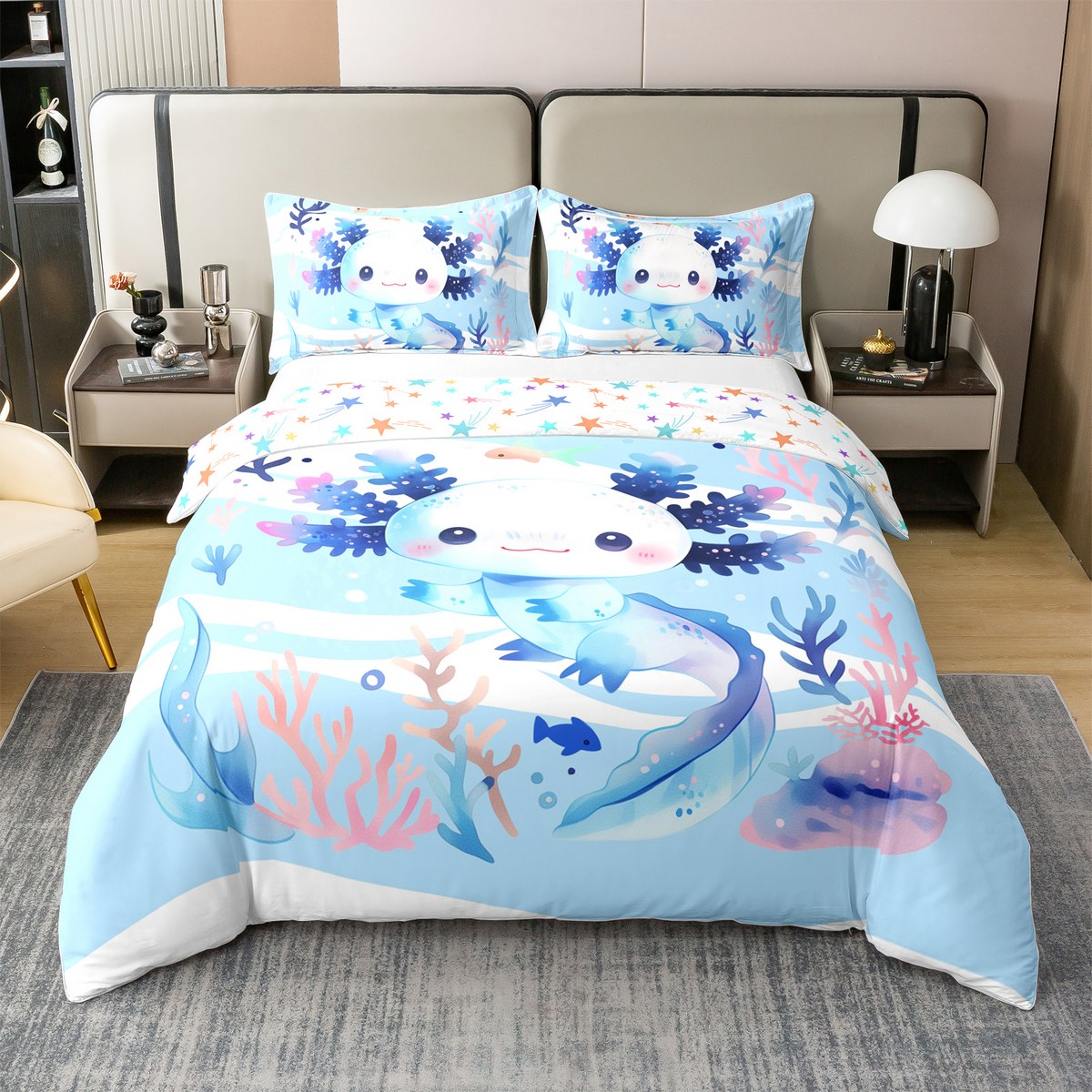 Erosebridal Blue Waves Comforter Set Twin Size - Ocean Theme Summer Bedding With Pillow Case