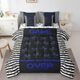 thumbnail image 1 of Erosebridal Blue Black Gameped Bedding Sets Queen Size,Game Over Print Comforter Sets with Sheets,Black White Stripes Bed in a Bag Queen Size For Youth, Microfiber Bedroom Decor Reversible,7-Piece, 1 of 6