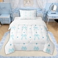 thumbnail image 1 of Erosebridal Blue Bow Flower Twin Comforter Sets for Girls, Cartoon Ribbon Bedding Set for Kids Teens, Reversible, 2-Piece, 1 of 6
