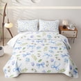 thumbnail image 1 of Erosebridal Blue Bow Flower Twin Quilt Set for Girls, Groovy Tulip Twin Coverlet Set, 2 Pieces, 1 of 7