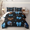 thumbnail image 1 of Erosebridal Blue Bow Knot Bed Spread Queen for Boys Girls,Teens Sport Football Queen Coverlet Set, 1 of 7