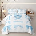 thumbnail image 1 of Erosebridal Blue Bow Twin Quilt Set, Kawaii Princess Cartoon Twin Coverlet Set for Girls, 2-Piece, 1 of 7