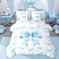 thumbnail image 1 of Erosebridal Blue Bow-tie Girls Bedding Comforter Set 7pcs, Watercolor Ribbon Queen Bedding Sets, 1 of 7