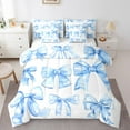 thumbnail image 1 of Erosebridal Blue Bowknot Bedding Sets King Size, Cartoon Ribbon Comforter Sets with Sheets, Princess Style Reversible Bed Sheets Set, Lightweight Bedroom Decor, 7pcs, 1 of 6