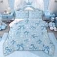 thumbnail image 1 of Erosebridal Blue Bowknot Kids Full Size Comforter Sets, Fashion Glitter Stars Bedding Sets, 3-Piece, 1 of 6